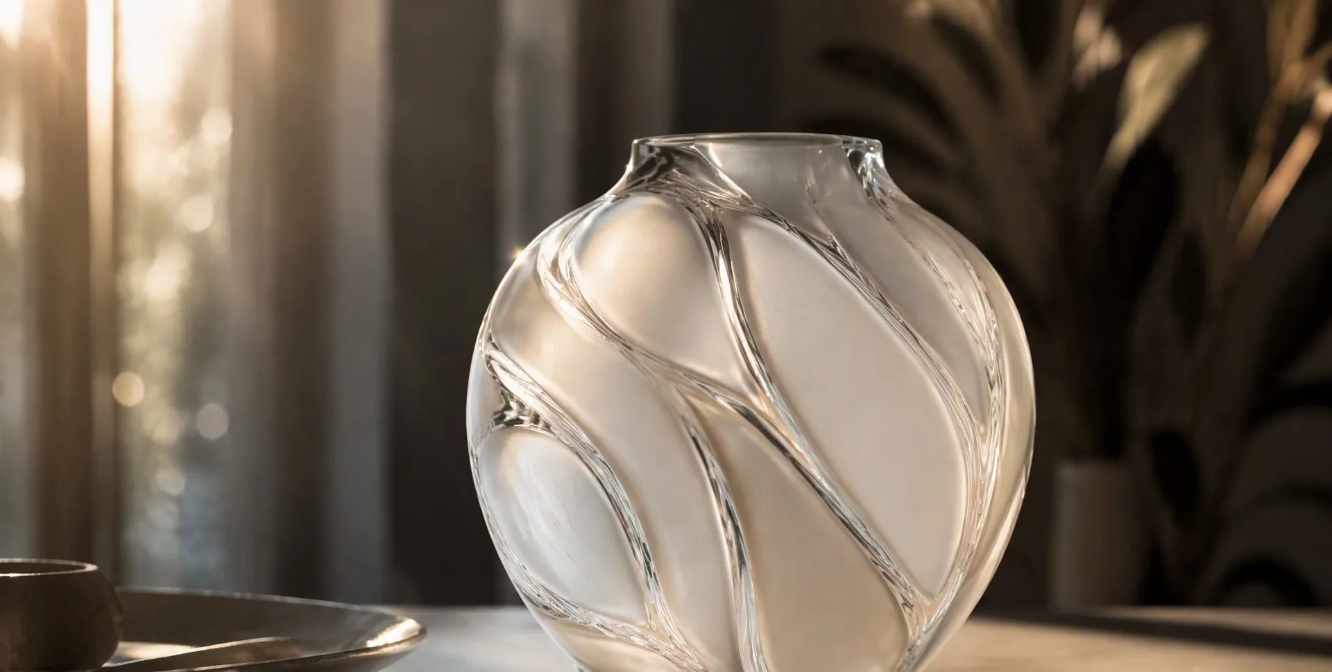Two drinking glasses side by side — one sandblasted, one acid-etched — light passing through reveals distinctly different levels of diffusion